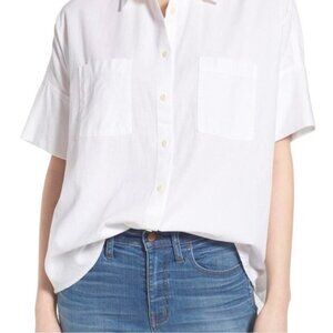 Madewell White Cotton Courier Women's Shirt Size Small
